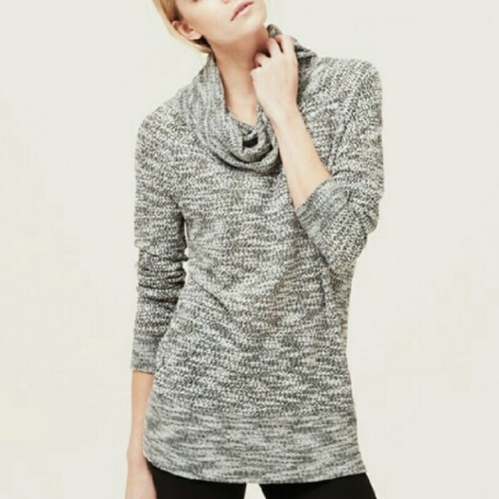 Lou & Grey Cowl Neck Black/White Sweater